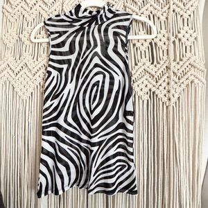 AFRM Zebra Print Sheer Turtleneck Tank Top Size Large NWT